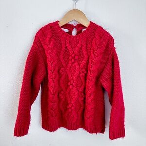Zara Red Cable Knit Popcorn Sweater Size 3/4